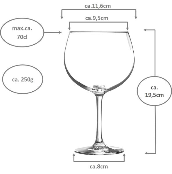 Emilja® Gin Tonic Gläser 70cl - 6 Stück